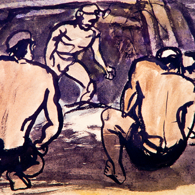 洪瑞麟授權數位典藏｜編號130 礦工