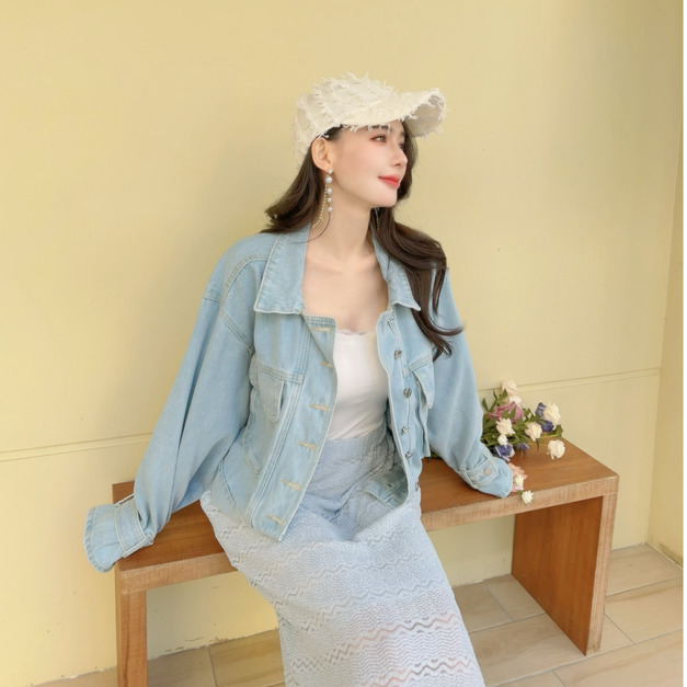 ➤韓版銀釦質感牛仔外套(2色)