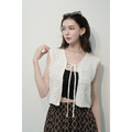 ➤度假風時髦勾花綁繩背心(3色)_3