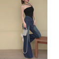 ➤時髦超長腿顯瘦牛仔大喇叭長褲S-L_1