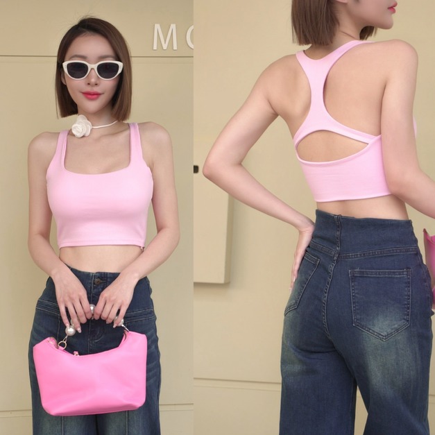 ➤PINK短版美背背心