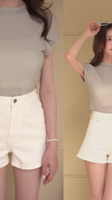 ➤版型偏小素面高腰牛仔短褲S-XL