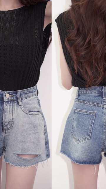 ➤個性拼色牛仔短褲S-L