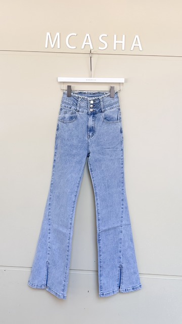 美式抽鬚三釦牛仔喇長褲 S-XL 