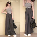 ➤光澤感抽繩落地寬褲S-L (4色)_1