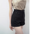 ➤版型偏小素面高腰牛仔短褲S-XL_1