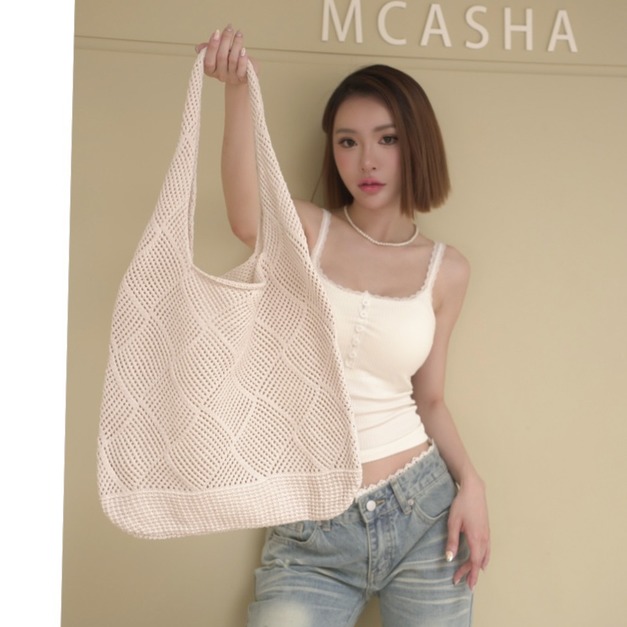 ➤度假風慵懶造型針織提袋