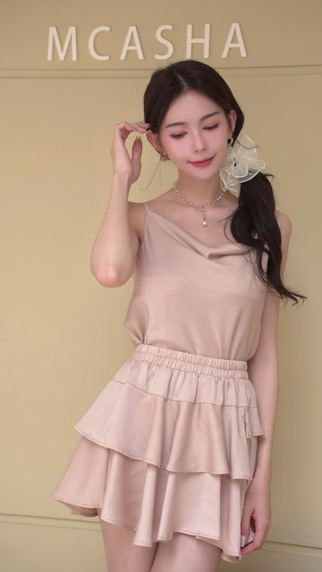 ➤柔感絲質垂墜背心搭配蛋糕褲裙 (2色)