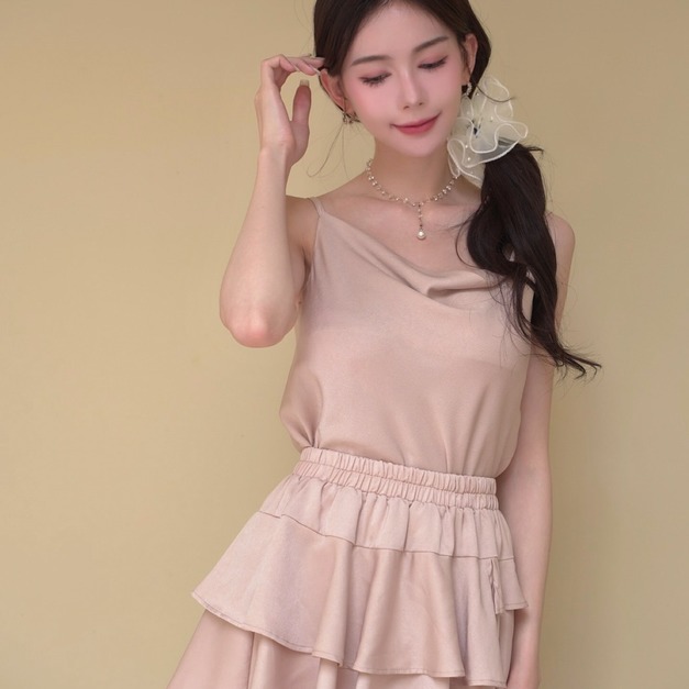 ➤柔感絲質垂墜背心搭配蛋糕褲裙 (2色)