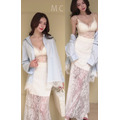➤度假風襯衫蕾絲背心長裙三件套 S-M_1