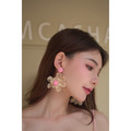 ➤粉色花朵超出片造型耳環_1