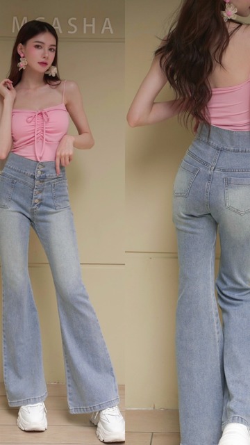 ➤韓國涼感排釦喇叭褲S-L