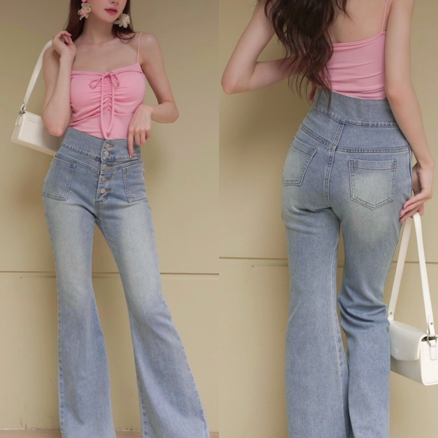 ➤韓國涼感排釦喇叭褲S-L