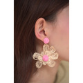 ➤粉色花朵超出片造型耳環