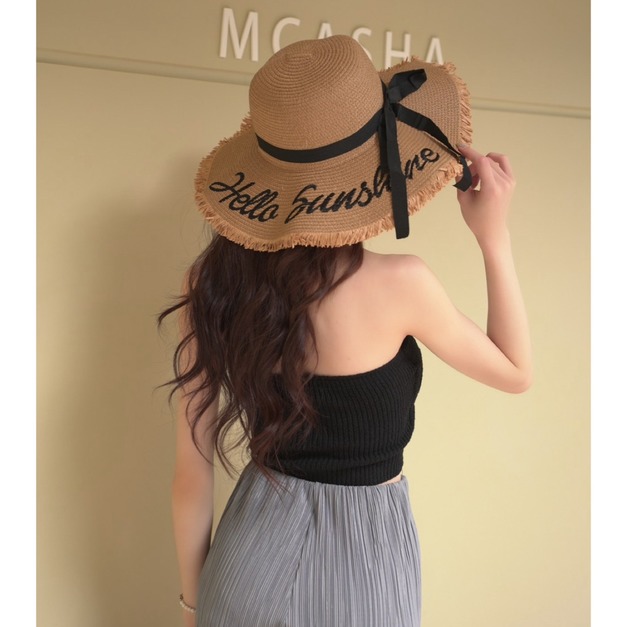 ➤超出片英字時髦收藏款度假風草帽