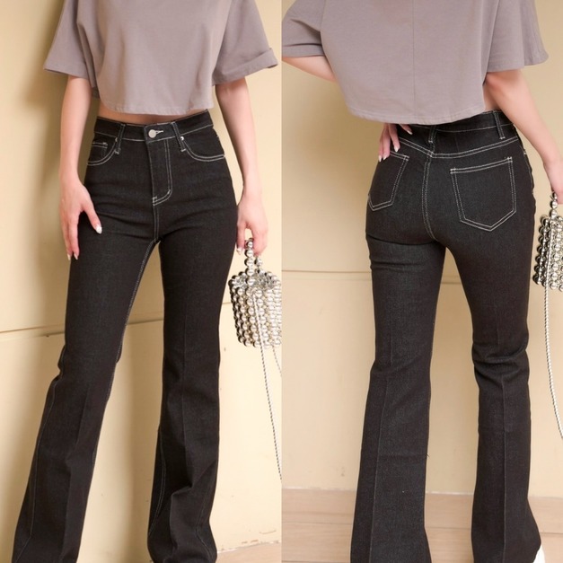 ➤極度顯瘦車線彈性喇叭長褲(S-XL)