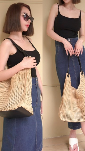 接手提渡假風簍空肩背包