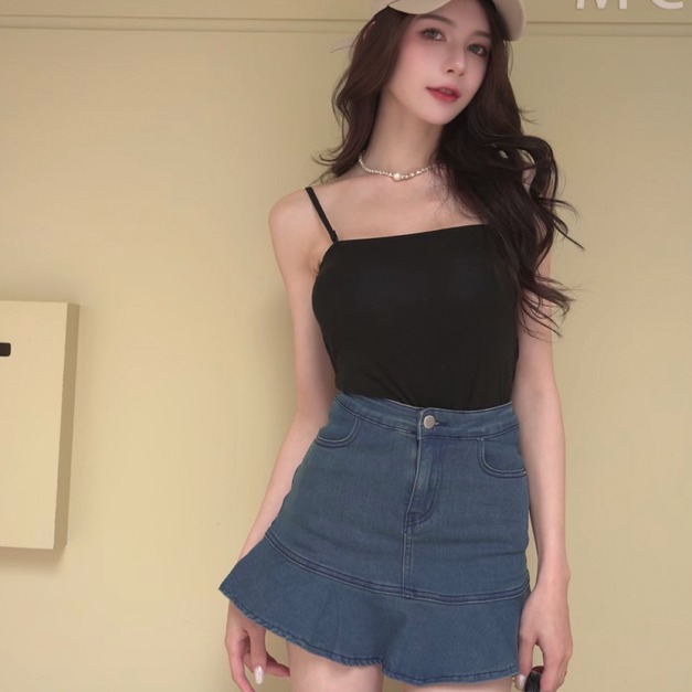 ➤時髦魚尾短裙內有安全褲 S-L