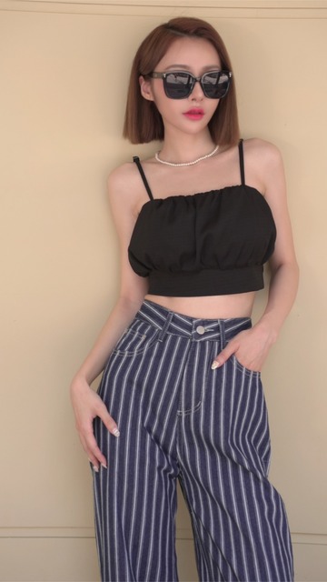 ➤度假風棉麻吊肩抓皺背心(3色)