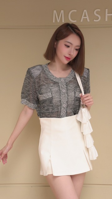 ➤韓國氣質網格短袖上衣可當小外套（3色）