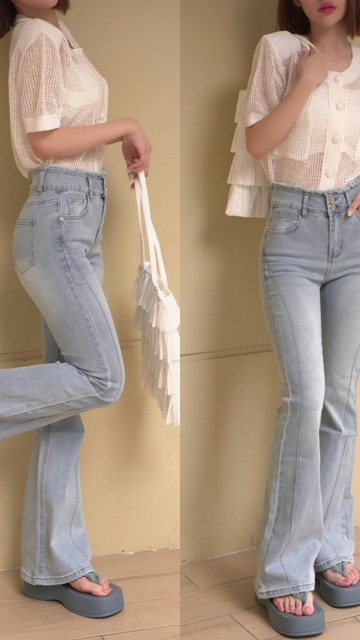 ➤適合夏天穿的牛仔喇叭長褲S-XL適合夏天穿的牛仔喇叭長褲S-XL