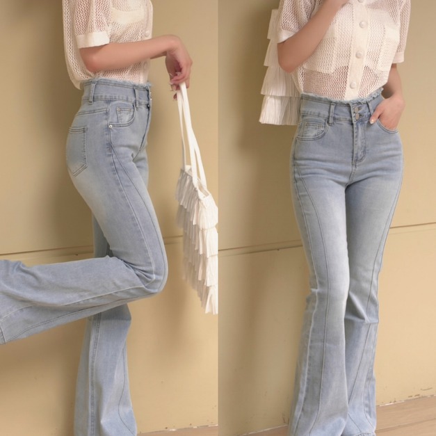 ➤適合夏天穿的牛仔喇叭長褲S-XL適合夏天穿的牛仔喇叭長褲S-XL