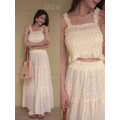 ➤燒花吊帶背心搭配鬆緊長裙(3色)_1