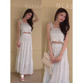 ➤燒花吊帶背心搭配鬆緊長裙(3色)_2