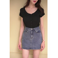 ➤造型反折A字牛仔短裙內有安全褲S-XL_2