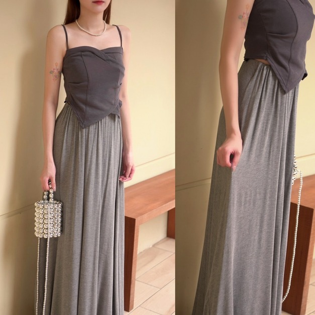 ➤莫代爾慵懶垂墜長裙(3色)