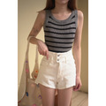 ➤雙釦牛仔高腰短褲S~XL_2