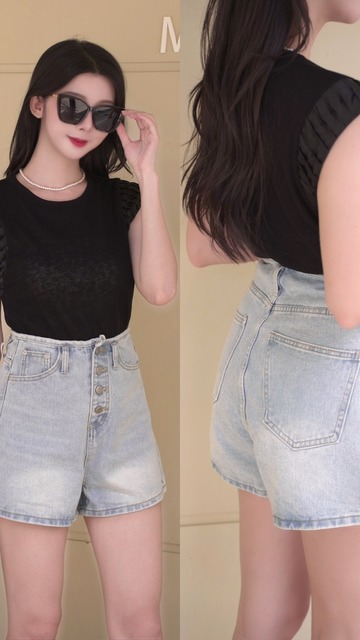 ➤氣質緞光拼接無袖上衣（2色）