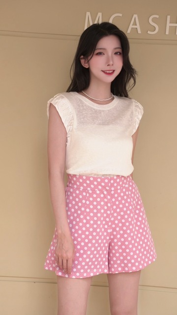 ➤波點鬆緊高腰短褲（2色）