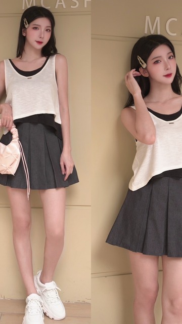 ➤韓國百褶鬆緊短裙（2色）