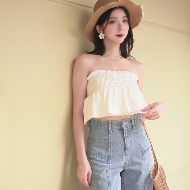 ➤百褶平口短版上衣（3色）