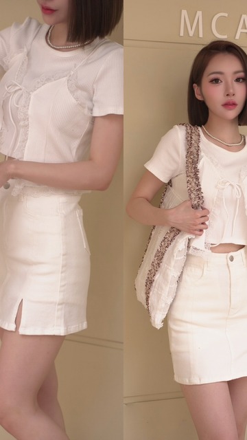 ➤巨好看丹寧小開岔高腰素面A字褲裙S-XL