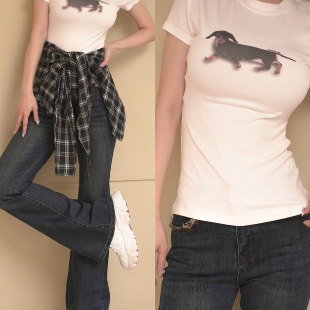 韓系彈力棉臘腸狗舒適Tee