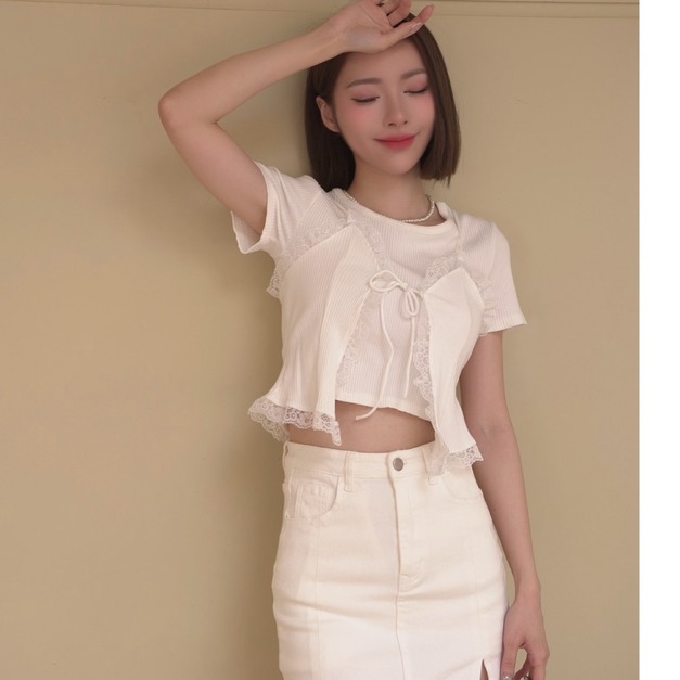 ➤蕾絲兩件式上衣(3色)