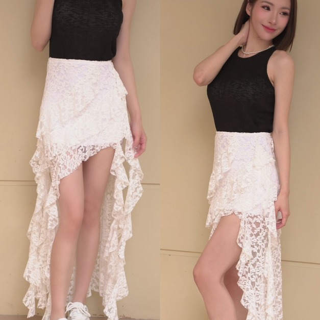 ➤浪漫蕾絲緹花彈力長裙（3色）