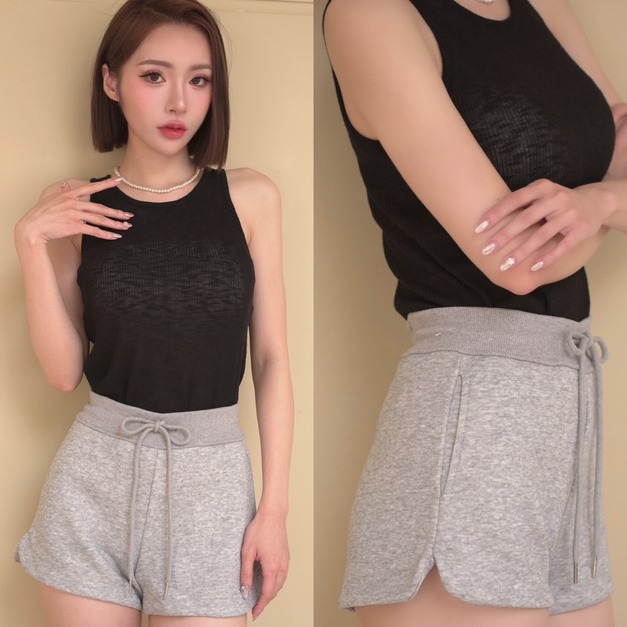➤時髦鬆緊抽繩棉短褲（3色）