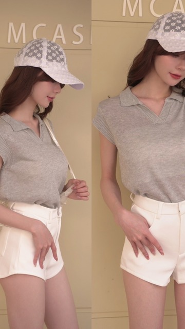 ➤翻領針織短袖上衣（3色）