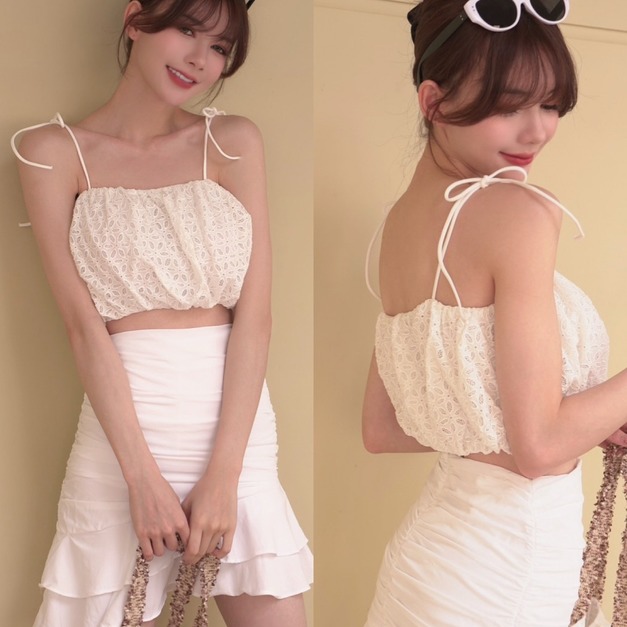 ➤緹花綁繩背心(2色)