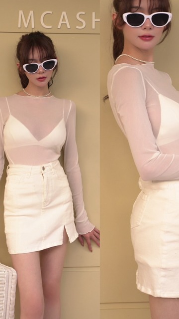 ➤多種穿法網紗長袖上衣(2色)