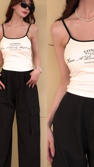 ➤美式草寫英字胸墊背心(3色)