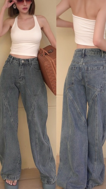 ➤時髦造型牛仔彎刀褲S~XL