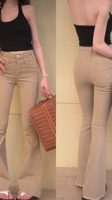 ➤好比例素面長腿喇叭褲