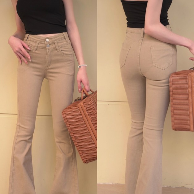 ➤好比例素面長腿喇叭褲S-L-女