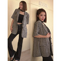 ➤日系格子品色棉麻西領外套(2色)