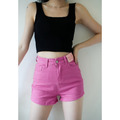 ➤韓風糖果色系小標造型牛仔短褲S-L