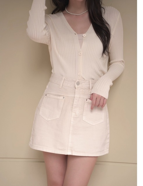 ➤素面質感A字牛仔褲裙S~M